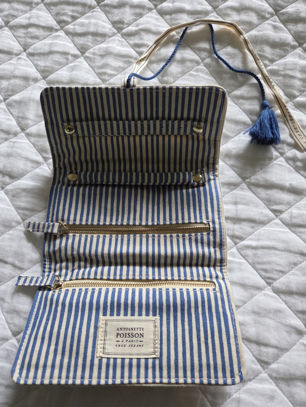 New Sézanne x Antoinette Poisson Travel Jewelry Roll Pouch with Tassel - Picture 3 of 3